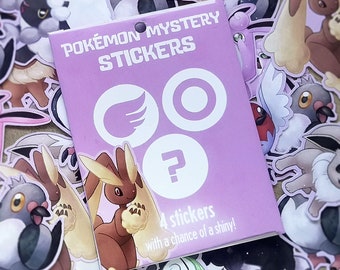 Pokemon mystery stickers | FOUR stickers with a chance of a SHINY! | normal and flying type