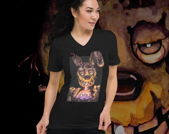 FNAF Springtrap 'Celebrate' tee | Unisex Short Sleeve V-Neck T-Shirt