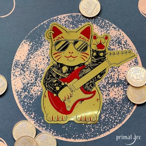Metallic gouden sticker | Metalen maneki-neko