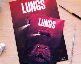 Iron Lung art print | artist-signed digital art inkjet print in two sizes | Jaws Parody