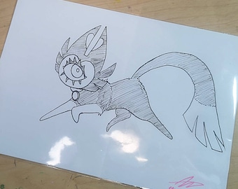 Keekee original ink drawing | Hazbin Hotel fan art