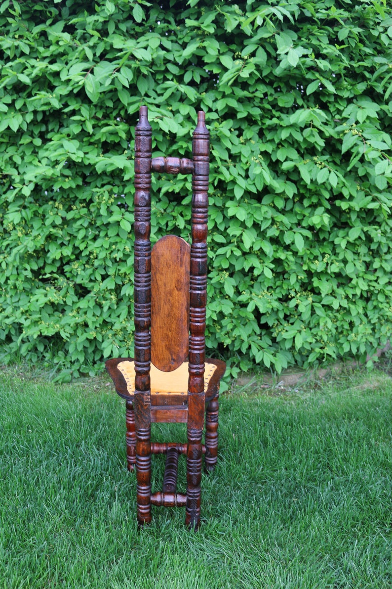 Vintage Mexican Prayer Chair Wood Velvet High Back Childrens Etsy