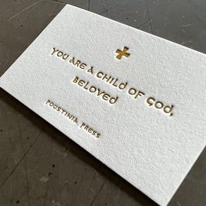 you are a child of God, beloved ... mini letterpress prayer card
