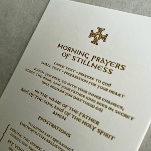 Morgengebete der Stille, Letterpress-Gebetskarte von Poustinia Press