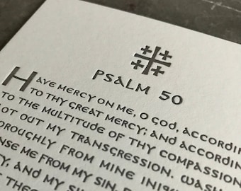 letterpress prayer card: psalm 50/51