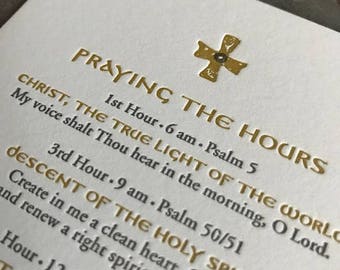 letterpress prayer card: praying the hours