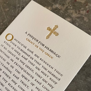 prayer for marriage: letterpress prayer card