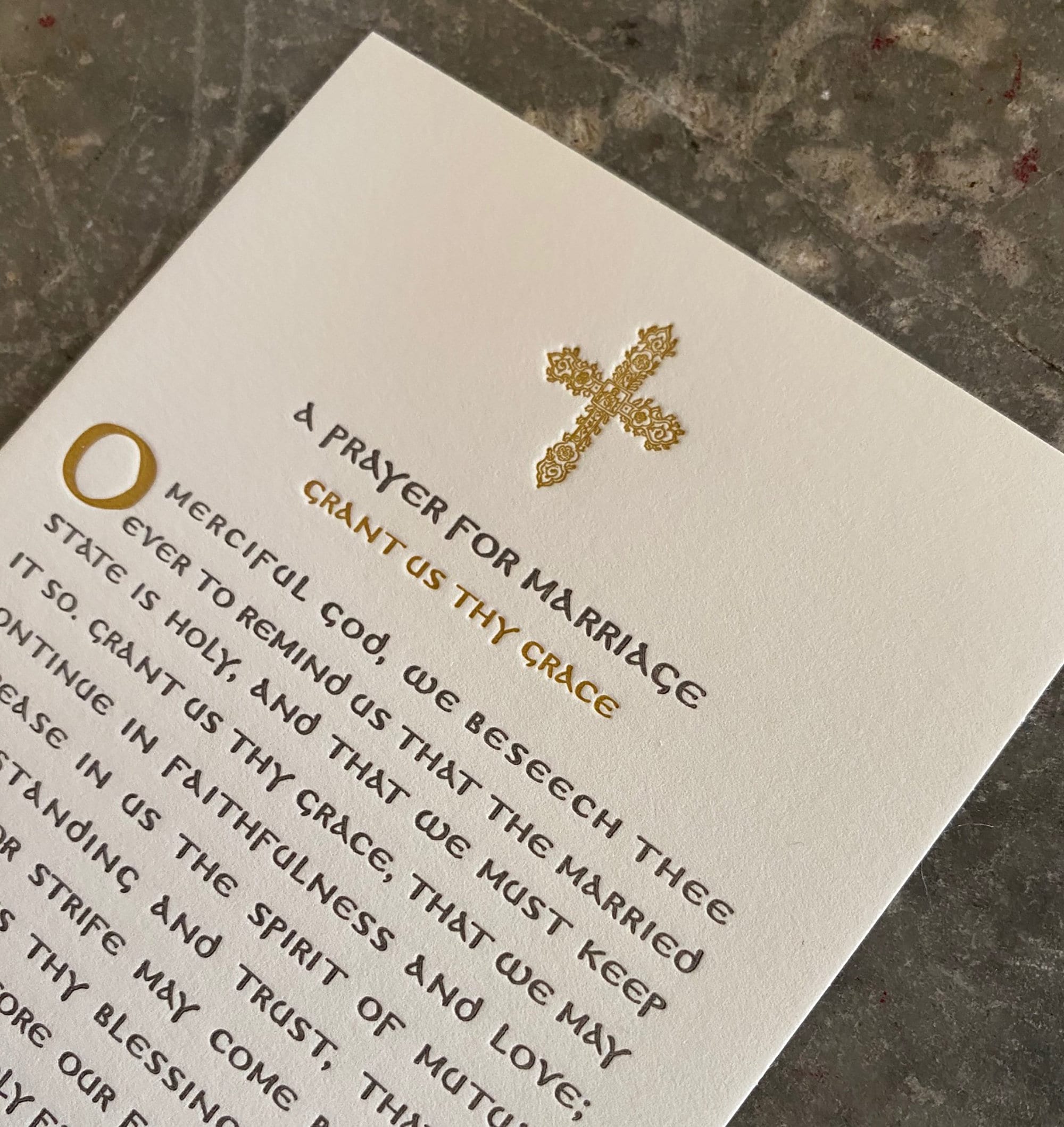 a prayer for marriage, letterpress prayer card by poustinia press