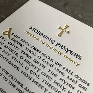 prières du matin, carte de prière typographique par poustinia press