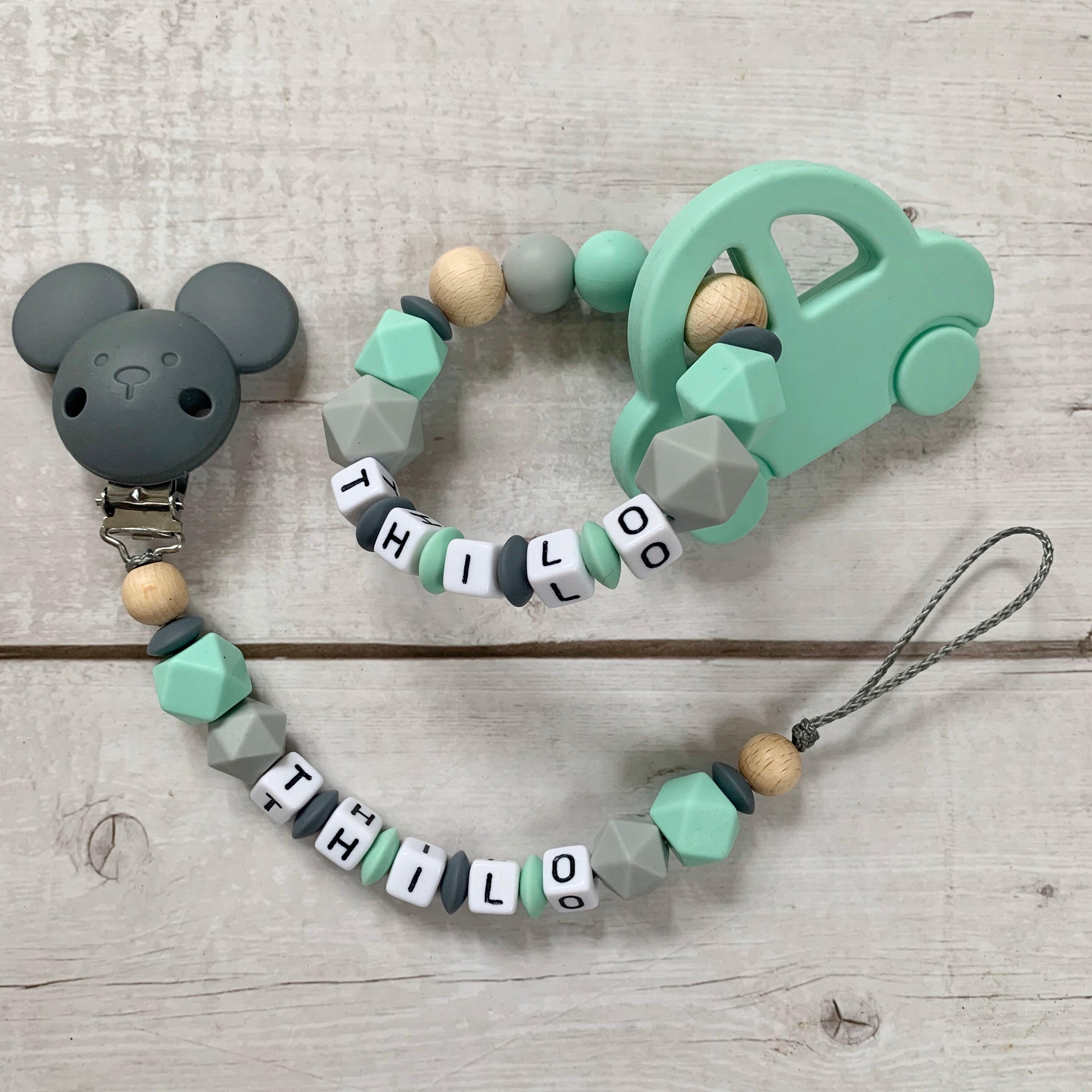 Pacifier chain with name set Etsy
