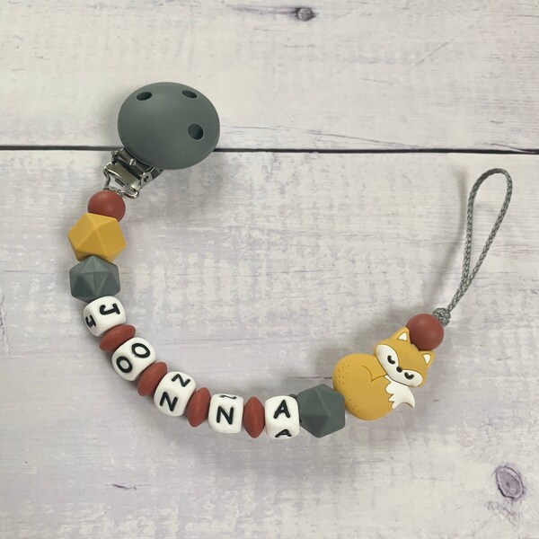 Pacifier chain with name silicone