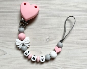 Silicone pacifier chain with name girl