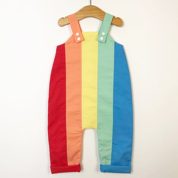 Retro Rainbow dungarees / all in one / striped / romper