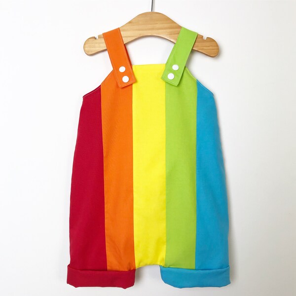 Rainbow short dungarees / romper / summer clothes / colourful / toddler