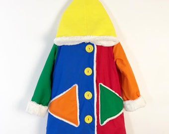 Rainbow coat / luxury cuddly lined / colourful / Mulicoloured