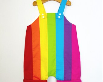 Colourful dungarees / rainbow / unicorn / overalls / short dungarees /bright