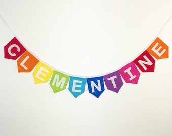 Custom rainbow name bunting / Celebration / colourful