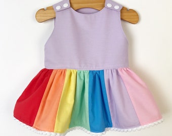 Retro Rainbow party dress / birthday dress / colourful