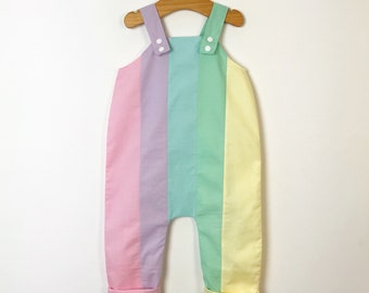 Pastel rainbow dungarees / colourful / stripe