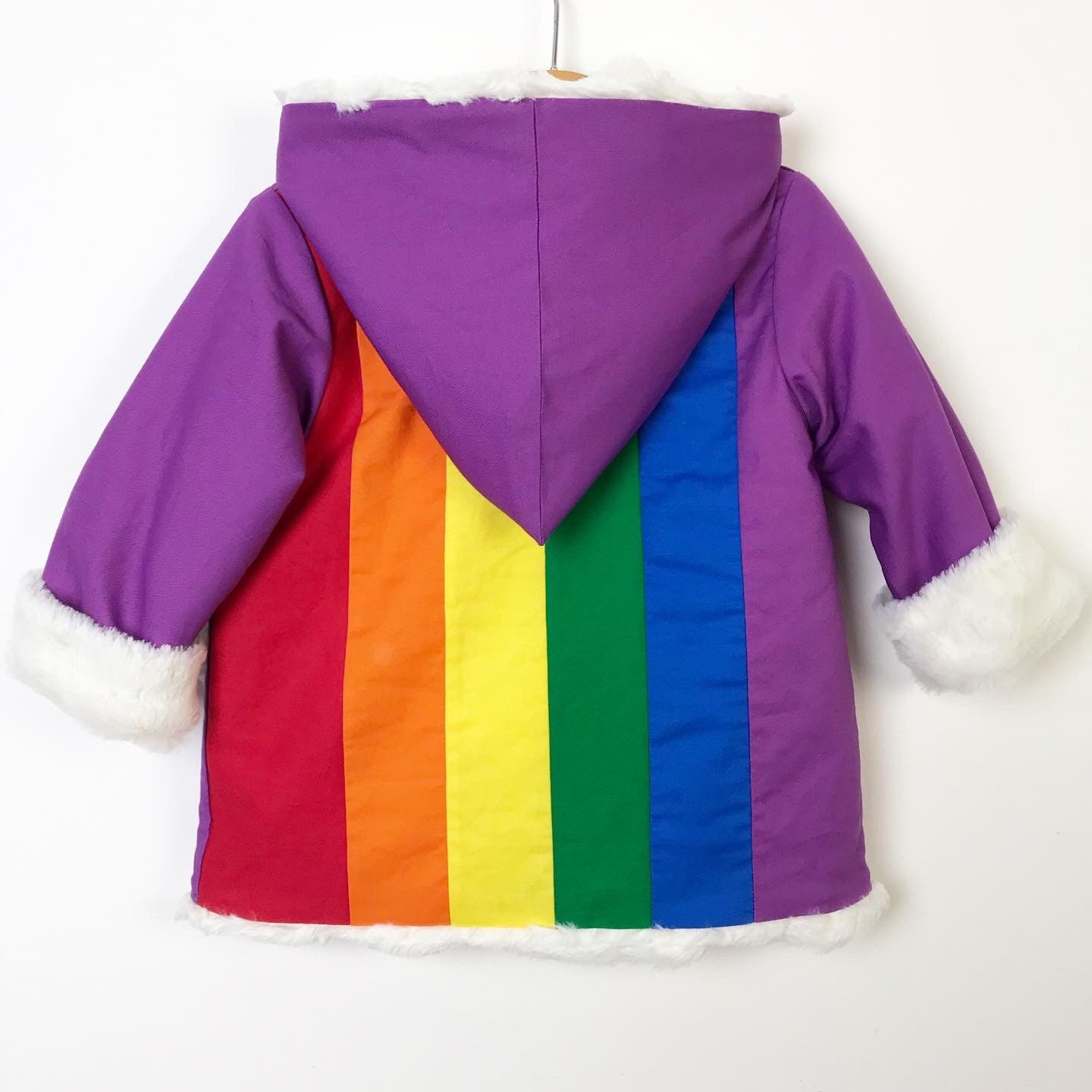 Grizzshopping Striped Neon Rainbow Print Down Jacket