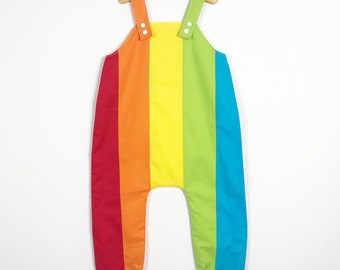 Rainbow dungarees / all in one / striped / romper