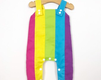 Baby unicorn colour dungarees / rainbow / bright