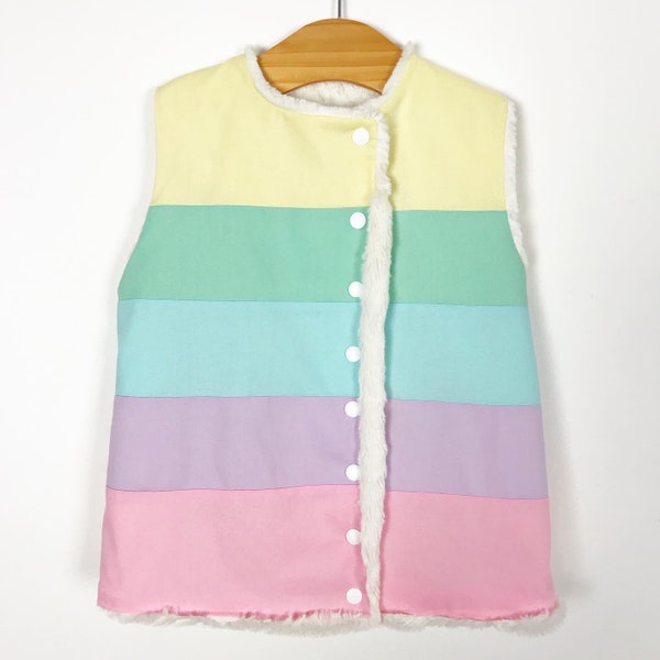 Pastel rainbow gilet / cosy / striped