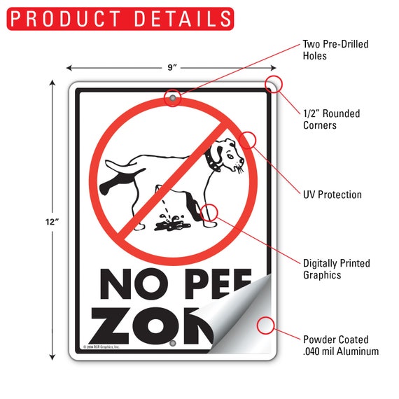 „No Peeing Dog“ Schild – Aluminium, Reflektierend, 20,3x30,5 Cm, Wetterfest, Mit Montagelöchern