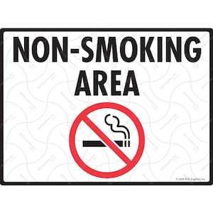 Warning! Non-Smoking Area Cigarettes with Symbol Aluminum Sign - 12&quot; x 9&quot;