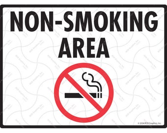 Warning! Non-Smoking Area Cigarettes with Symbol Aluminum Sign - 12&quot; x 9&quot;