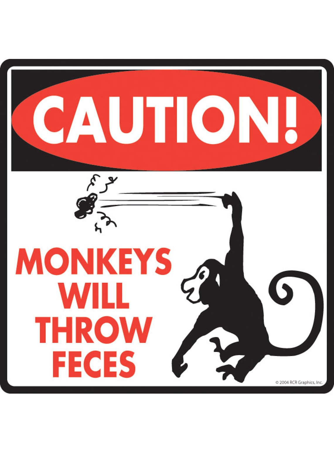 Caution Monkeys Will Throw Feces Aluminum Monkey Sign or Etsy