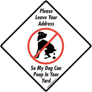 ご住所を残してください。外装に錆びない犬の排泄禁止のアルミサインまたはビニールステッカー。耐候性、紫外線保護 - 6 x 6 または 12 x 12