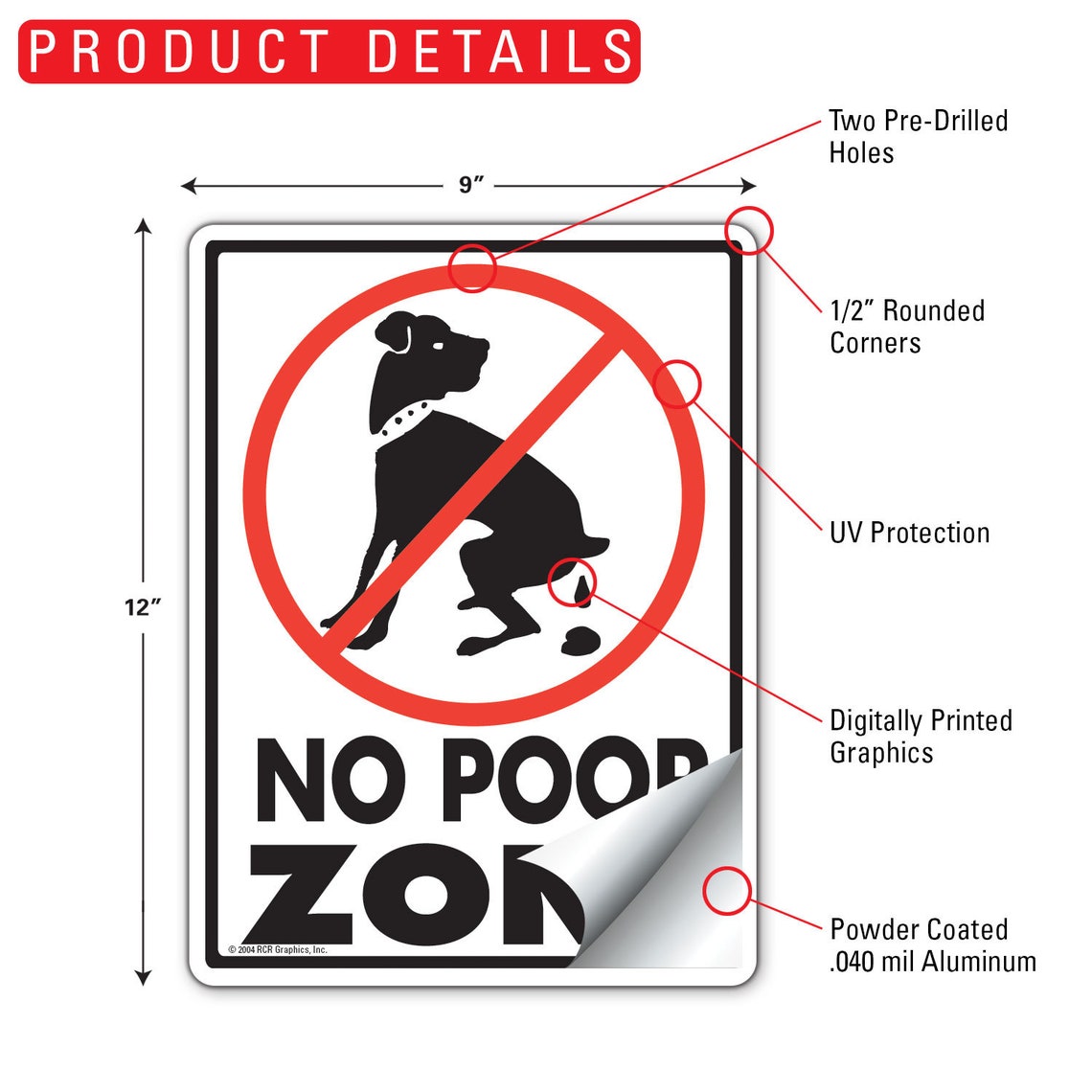 No Dog Zone Exterior No Dog Pooping Aluminum Sign 9 X Etsy Canada