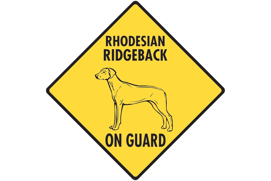 Rhodesian Ridgeback Sign Warning! Rhodesian Ridgeback on Guard Aluminum Dog Sign or Vinyl ...