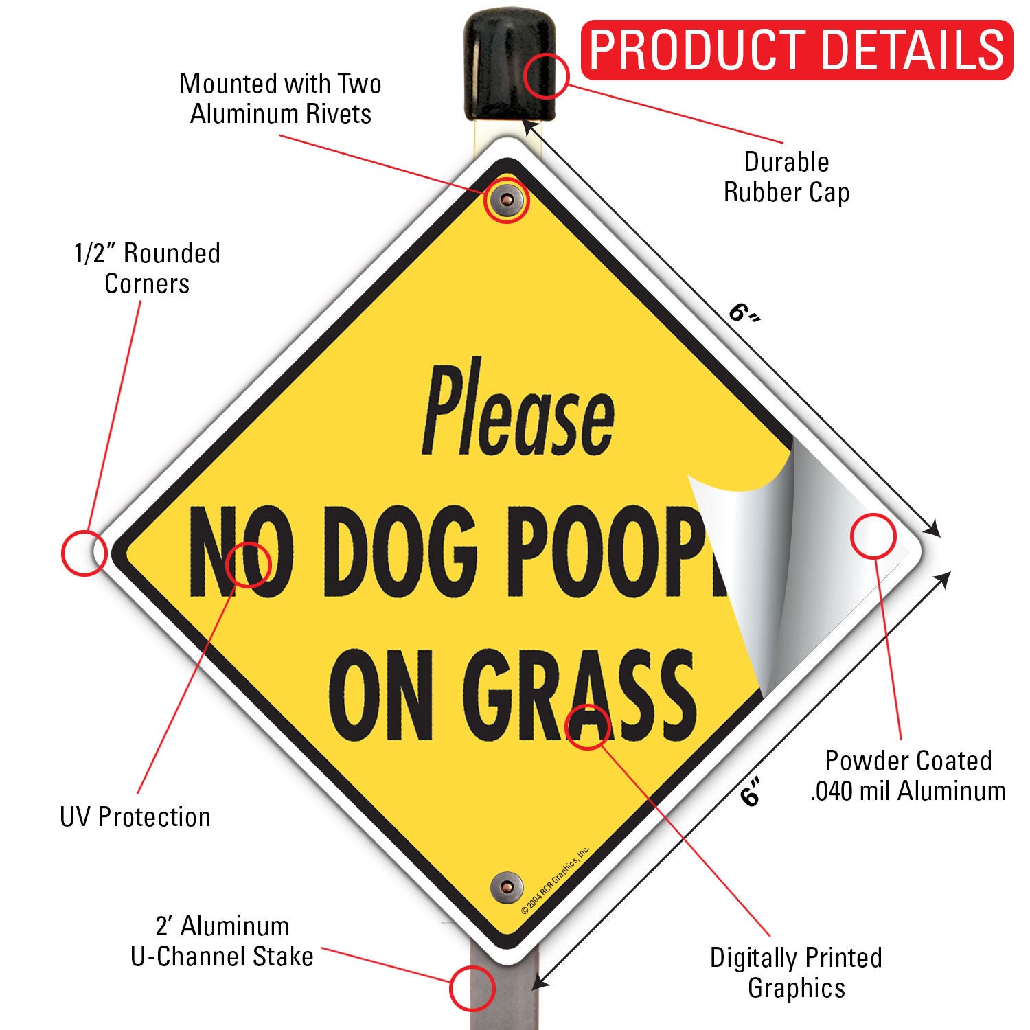 Cartello Con Scritta "No Dog Poop, Double Face No Pooping