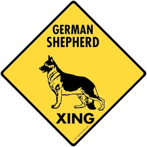 Warning! German Shepherd Xing (Crossing) Aluminum Dog Sign or Vinyl Sticker