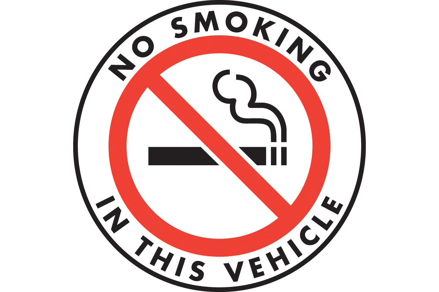 Warning! No Smoking in This Vehicle Cigarettes with Symbol Vinyl Sticker - 4" x 4"