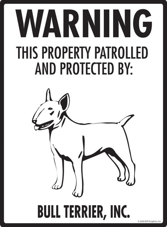 Crossing Sign Danger Property Protected Killer Bull Terrier Dog Cross Xing Metal 