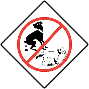 犬の排泄・排尿禁止 屋外用 犬の排泄禁止 アルミ看板またはビニールステッカー 耐候性・紫外線保護 - 6 x 6 または 12 x 12