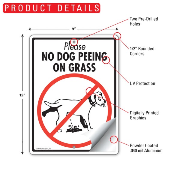 „No Peeing Dog“ Schild – Aluminium, Reflektierend, 20,3x30,5 Cm, Wetterfest, Mit Montagelöchern