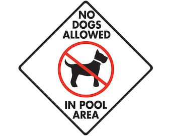 Geen honden toegestaan in zwembadtuinbord - Buitenkant roestvrij aluminium bord of vinylsticker Weerbestendig en UV-beschermd - 6 x 6 of 12 x 12