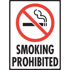 Warning! Smoke Prohibited Cigarettes with Symbol Aluminum Sign - 9&quot; x 12&quot;