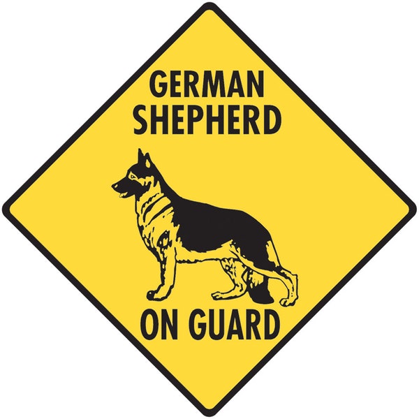 Warning! German Shepherd On Guard Aluminum Dog Sign or Vinyl Sticker