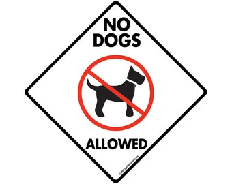 No Dogs Allowed Yard Sign - Exterior Rust Free Aluminum Sign or Vinyl Sticker Weatherproof & UV Protected Dog Not Allowed - 6 x 6 or 12 x 12
