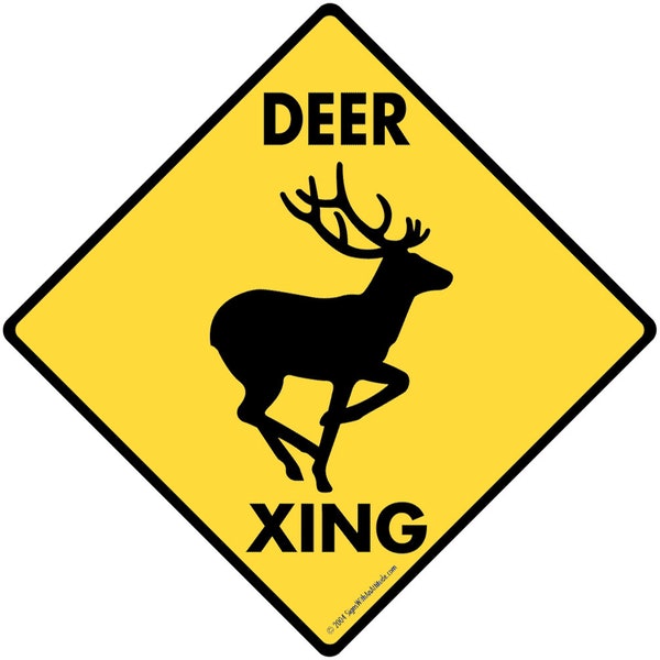 Deer Xing (Crossing) Aluminum Animal Sign or Vinyl Sticker