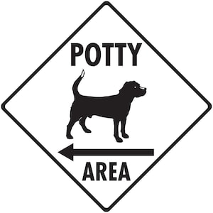 Potty Area Sign - Dog Standing Potty Area Exterior Rust Free Aluminum Sign or Vinyl Sticker Weatherproof & UV Protected - 6 x 6 or 12 x 12