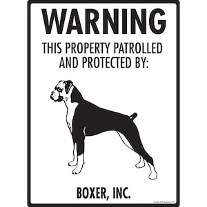 Warning! Boxer - Property Protected and Beware Aluminum Dog Sign - 9&quot; x 12&quot;