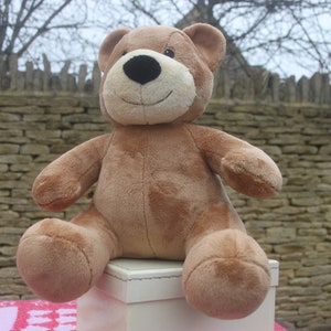 Largish brown & beige Build a Bear plush toy 28 cms sitting position, preloved vintage condition, soft toys plush toys stuffed toys