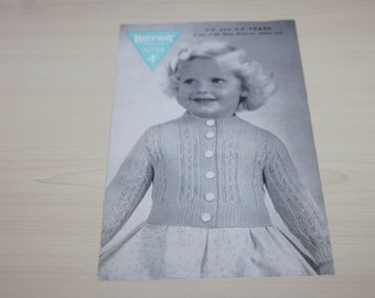 Vintage girl's knitting pattern, cardigan, Bestway pattern, 1940s 1950s, girl's knitwear, vintage child's cardigan, 1950s clothing