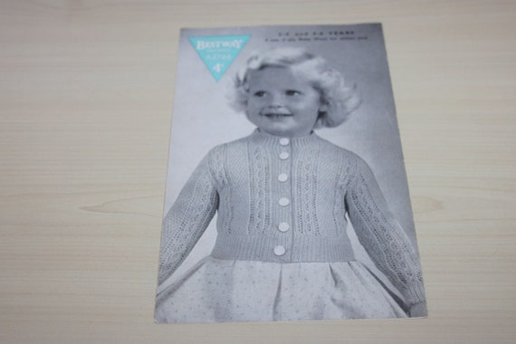 Vintage Bestway Girl's Cardigan Knitting Pattern, 1940s 1950s (PDF Pattern)